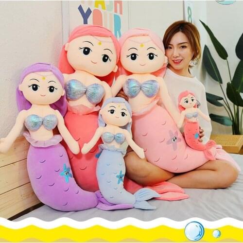 Stuffed Plush Mermaid Toys Pillow Kawaii Sleeping Pillow Cute Mermaid Doll Plush Toy Children Birthday Christmas Present