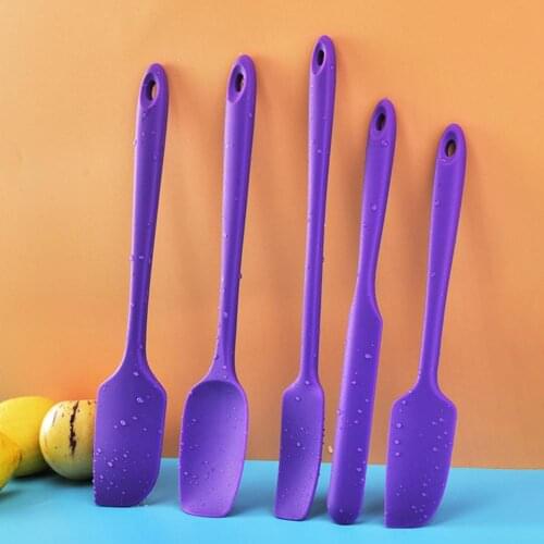 Burr-free Useful Icing Spatula Baking Scraper Set Silicone Rubber Spatula Set Solid Color for Kitchen