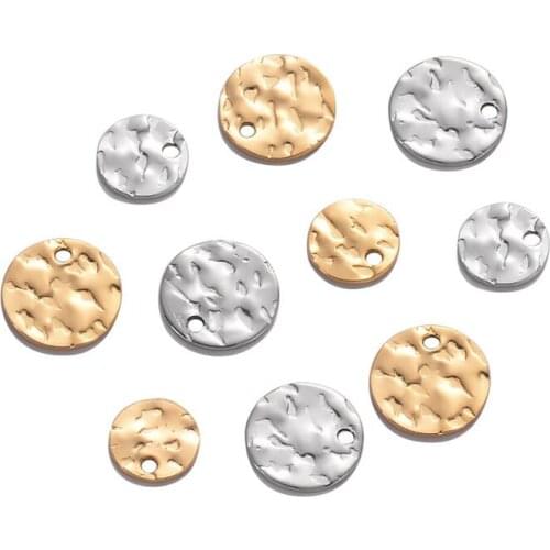 50pcs 8mm/10mm Stainless Steel Charms Round Dog Tag Pendant Stamping Blanks Pendants For Necklaces DIY Jewelry Making wholesale