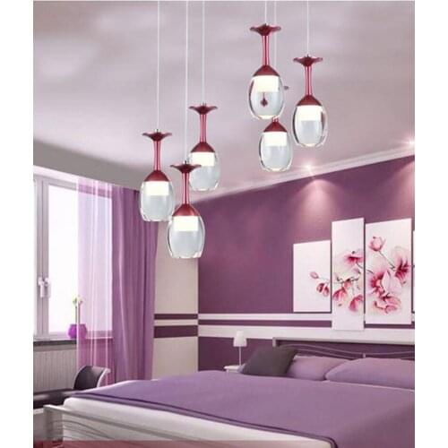 Svitz LED wine glass Pendant lamps for Dining Room Home Led luminaria 110-240V 2017 New cord hanging Acryl cup Pendant lights