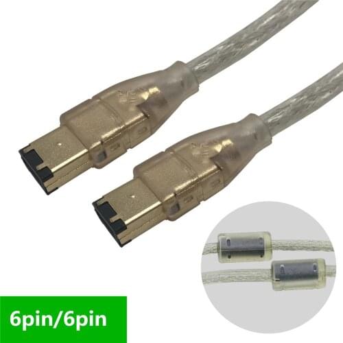 1.5m Gilded IEEE 1394a Data Cable 6 Pin to 6Pin 1394 6P male to 6P male Adapter Industrial Camera Cable Firewire high speed 400