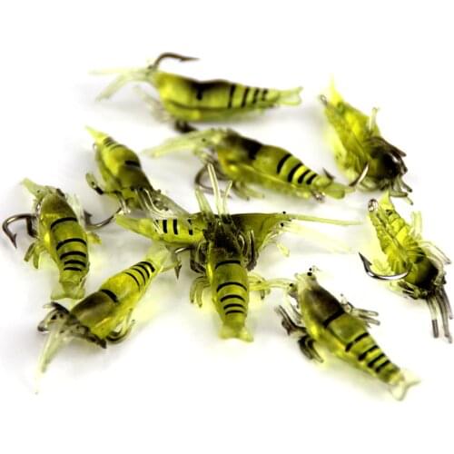10Pcs Artificial Soft Shrimp Lure Worm for Fishing Bait with Hook 4cm Crankbait Lures Silicone Prawn Bait Pesca X805