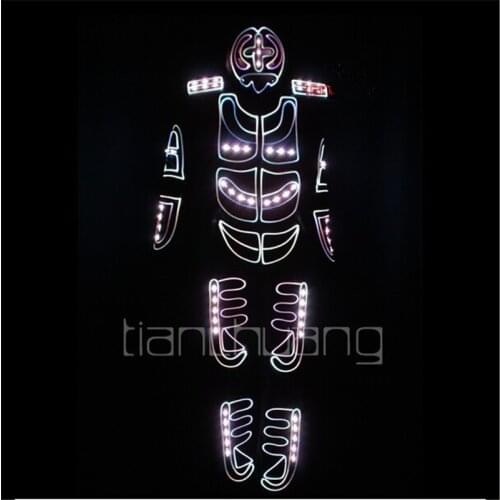 Programmable DMX led lighted costumes tron dance robot men suit RGB colorful outfit full color dress clothe mask disco wears bar