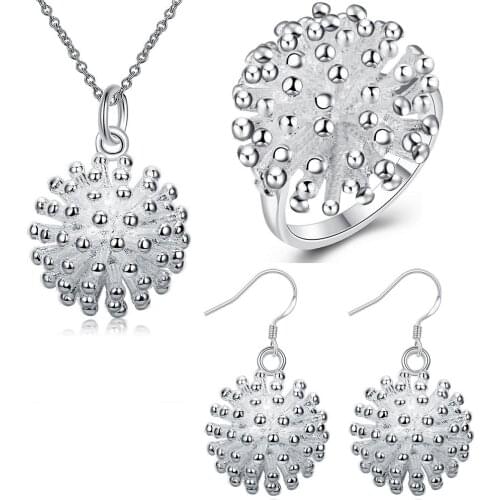 Factory direct 925 sterling Silver Fireworks Pendant necklace earring rings Jewelry set for women classic Fashion Party wedding