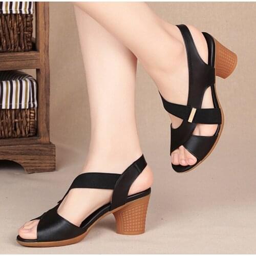 New Female Sandals Fish Mouth One Thick Heel High Heel Sandals Female Non-slip Lightweight Mother Sandals Female Shoes for
