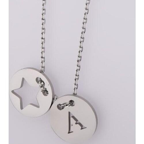 Steel Hollow Star Letter Pendant Necklace Stainless Steel Mirror Polished Bestie Short Clavicle Chain Wholesale Chain 10pcs/lot