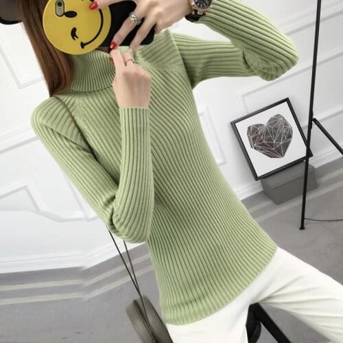 New Turtleneck Sweater Women Pullover High Elasticity Knitted Ribbed Slim Jumper Autumn Winter Basic Female Sweater truien dames