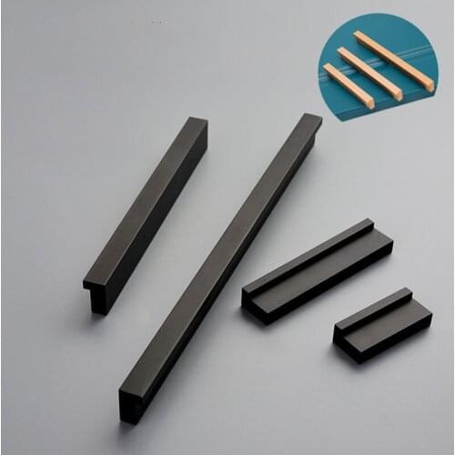 Thickened Luxury Space Aluminium Black Gold L-handle American-style Cabinet Wardrobe Big Handle Drawer Furniture Handle