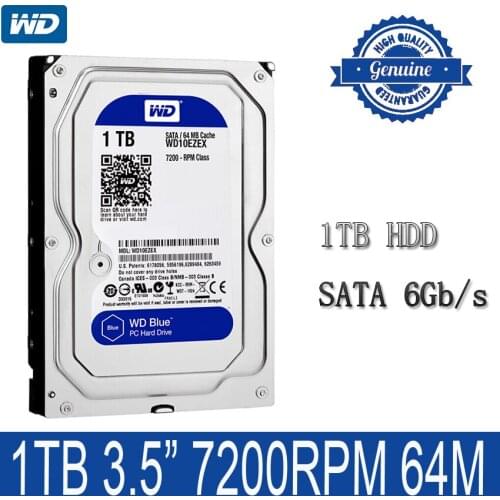 WD 1TB Blue 3.5 SATA 6 GB/s HDD sata internal hard disk 64M 7200PPM drive desktop hdd for PC