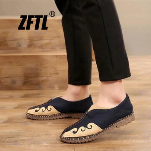 ZFTL Men canvas slip-on loafers Ethnic traditional handmade mens casual shoes Summer linen shoes male loafers 0114