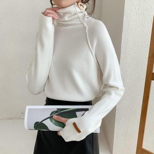 Korean Stretch Turtleneck Women Pullovers 2021 Autumn Winter Knitted Elegant Slim Jumper Pull Femme Hiver High Collar Sweater