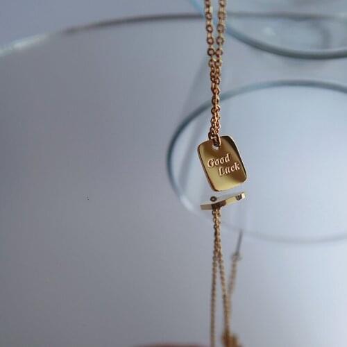 Good luck gold necklace with Yu jewelry womens titanium steel gold-plated simple ins box clavicle chain in Europe and America