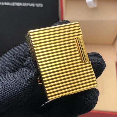 100% new vintage dupont gas lighter gas cigarette lighter polished jet gasoline flint lighter metal gas lighter