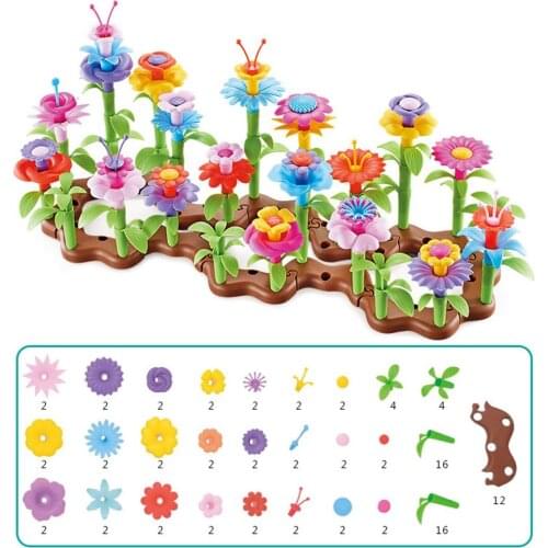 104Pcs/Set Kids DIY Assembly Toy Garden Build Blocks Flower Building Toy Educational Toy For Children