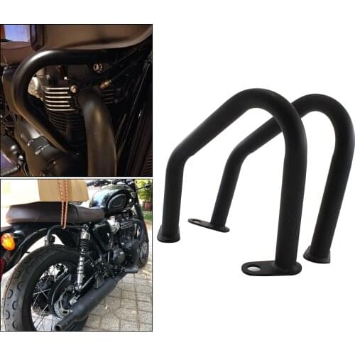 2x Black Motorcycle Engine Guard Protector Crash Bars Replacement For Thruxton 1200 2016-2019