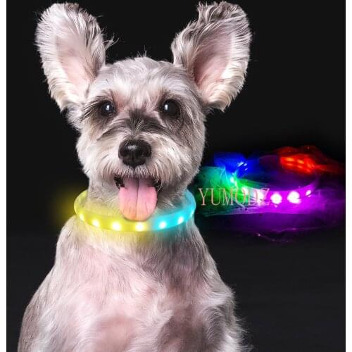 2020 Horse Race Lamp LED Dog Collar Hi-Tech 14 Modes Flash Collar for Dogs USB Charging Anti-Lost Silicone Necklace Pet products