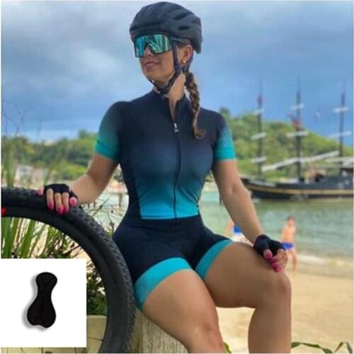 2021 Custom Sublimation Short Sleeve Cycling Triathlon Suit, Breathable Cycling Wear Womens Bicycle Triathlon Jumpsuit Suits