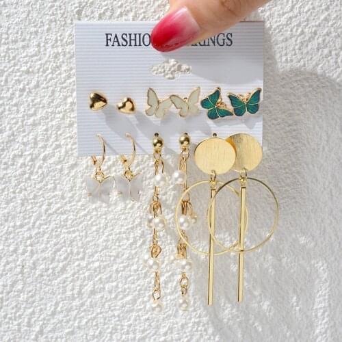 23 Styles Women Earring Set Fashion Jewelry Gold Metal Big Hoop Dangle Drop Earing Butterfly Tassel Geometric Punk Brincos Femme