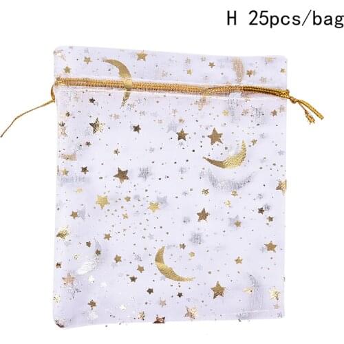 25pcs Fashion Jewelry Tulle Drawstring Bag Wedding Party Favor Gift Bag Cute Star Jewelry Organizer Pouch