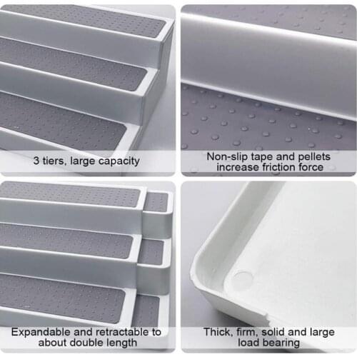 3-Tier Gray Kitchen Spice Expandable Shelf Rack Home Organizer Spice Rack