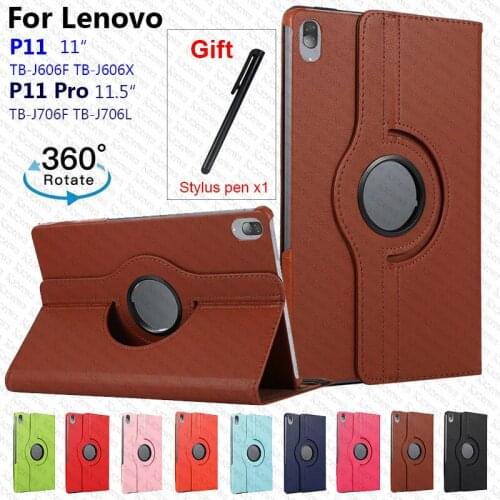 360 Rotating Leather Case For Lenovo Tab P11 TB-J606F Magnetic Stand Tablet TPU Covers For Lenovo Tab P11.5 TB-J706F Fundas Capa