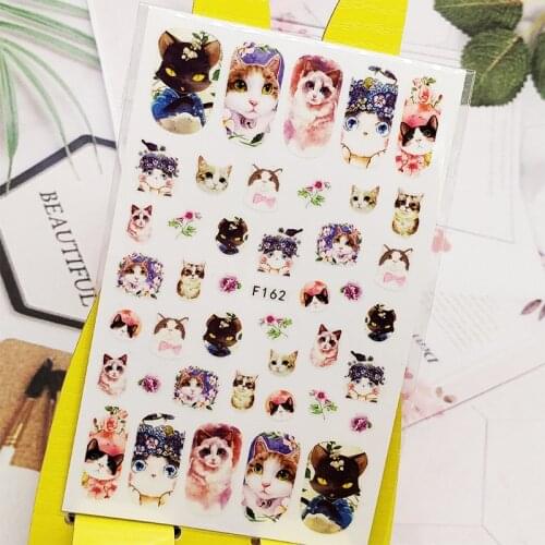3D Stickers for Nails Cute Cat Flower Designs Nail Art Decorations Foil Decals Wraps Manicure Accessories Decoraciones