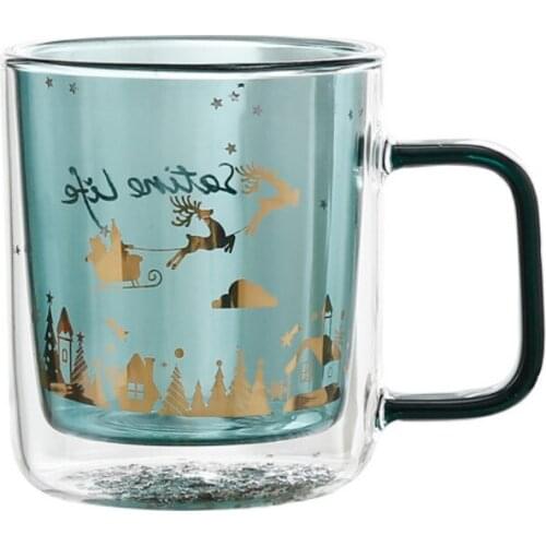 450ML Modern Fashion Star Wish Cup Creative Sparkling Star Coffee Mug with Handle Girl Cute Breakfast Cup Double Juice Glass Mug