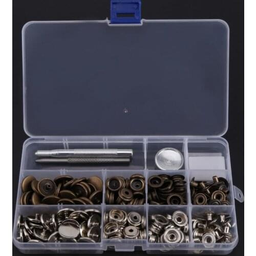 50Sets Press Stud Snap Button Popper Fastener with Setting Tool for Sewing Leather Craft Accessories 201#17mm High Quality