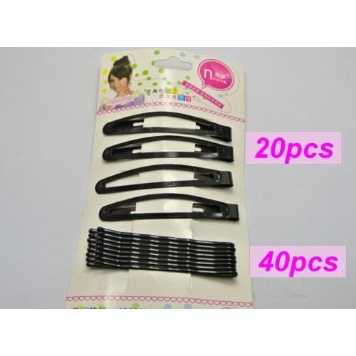 60 Assorted Black Metal Snap Hair Clips & Bobby Hair Pin Clips