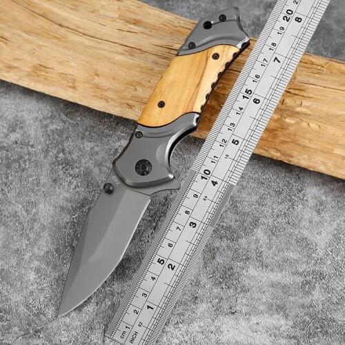 8.1'' Knives Damascus Steel Folding Blade Knife Hunting Camping Survival Tactical Knife Steel+Wood Handle Knives Pocket Knife