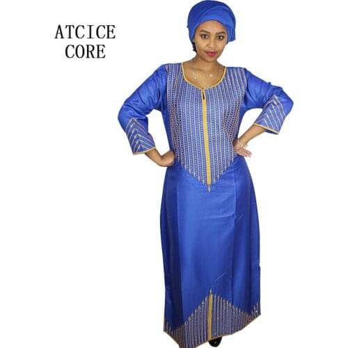 AFRICAN NEW FASHION DESIGN BAZIN EMBROIDERY DESIGN DRESS LONG DRESS WITHOUT SCARF TRA068