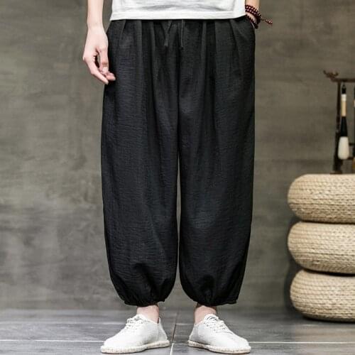 Chinese Style Men Harajuku Harem Pants 2021 Summer Joggers Pants Male Vintage Chinese Style Sweatpants Fashions Bloomers 30729
