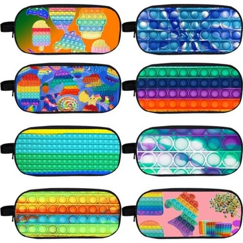 Hot 3D Print Family Games POP It Pencil Case Pop Fidget Cosmetic Bag Storage School Supplies Anime Makeup Bag Stationery Pouch