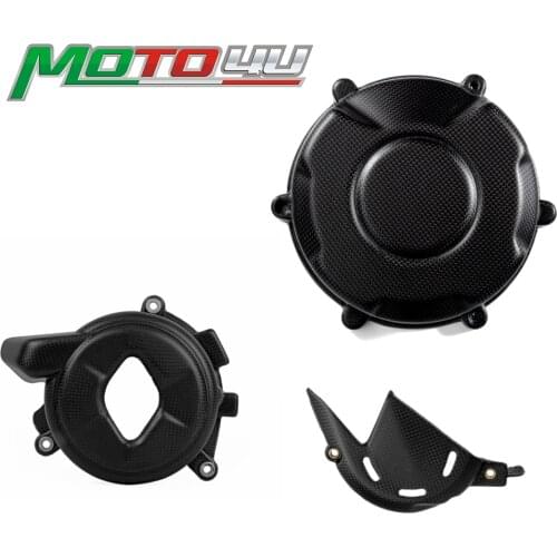 100% Carbon Fiber Motorcycle Enginer Cover Engine Chain Sprocket Cover Guard Matt Protection covers 3PCS For Ducati V4 V 4