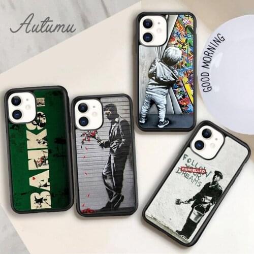 ART Graffiti Street Banksy Phone Case for iPhone 11 12 Pro Max mini X XR XS SE 2020 5 6S 7 8 Plus Samsung Galaxy S8 S9 S10 Cover