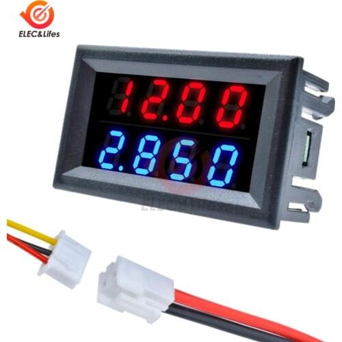 Mini Digital Voltmeter Ammeter DC 200V 100V 10A 4-Bit 5 Wires Precision Voltage Current Meter Test Power Supply Dual LED Display