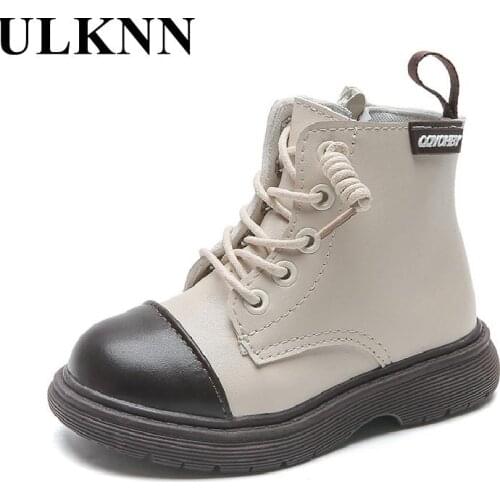 Children Winter Boats Kids New 2021 Girls Martin Martin Short Boots Students Fall Loafers Private Leather Shoes