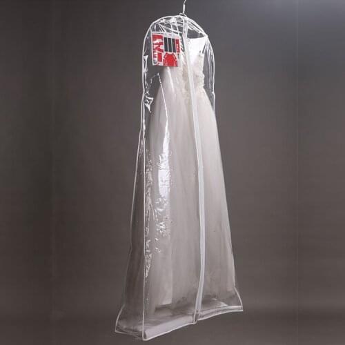 Two-sides Transparent Women Robe Wedding Dress Case Clothes Storage Bag Water Dust Proof Cover PVC Hanging Organizers FC82