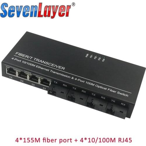 Ethernet Fiber switch 4 RJ45 4 SC Optical Media Converter Single Mode fiber Port 10/100M