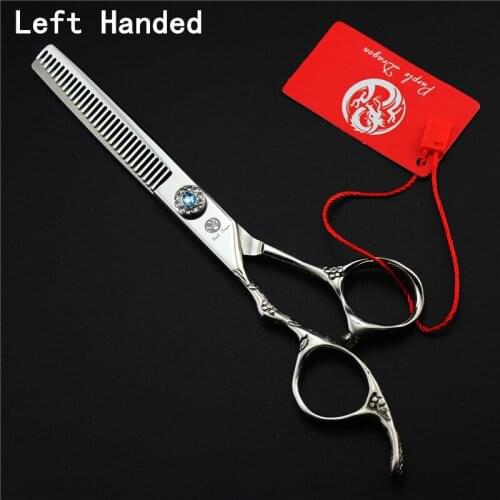 Purple Dragon 6 inch Sliver Left Hand Thinnin Hair Scissors Plum Handle Left Handed Hairdressing Barber Scissors for Hairdresser