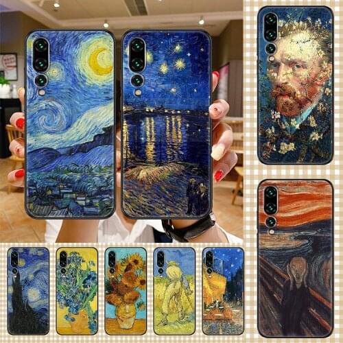 Art Van Gogh Starry Sunflower Phone case For Huawei P Mate P10 P20 P30 P40 10 20 Smart Z Pro Lite 2019 black painting prime tpu