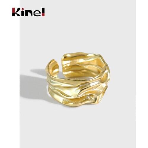 Kinel 100% 925 Sterling Silver Irregular Surface Big Ring Unisex Women Men Rings Jewelry Wholesale Drop Shipping