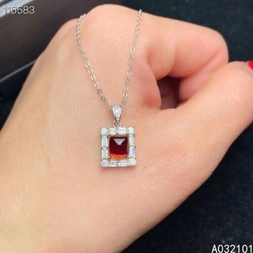 KJJEAXCMY fine Jewelry 925 Sterling Silver Natural Garnet Girl classic Pendant Necklace Support Test Chinese style hot selling