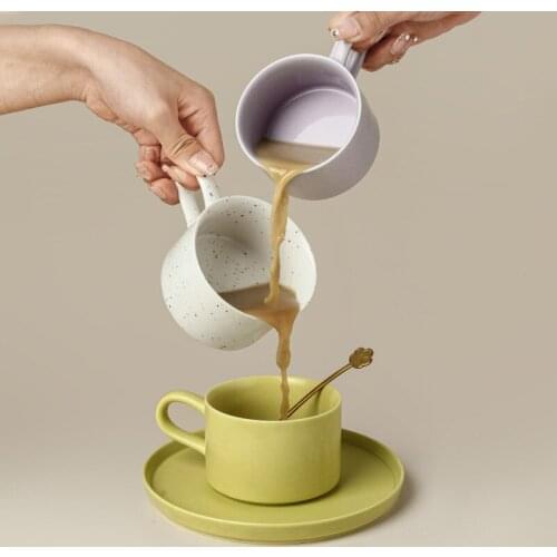 Japanese Style Coffee Cup and Saucer Ceramic Mug with Tray Set Home Office Color Espresso Cups Set Gifts for Friends and Family