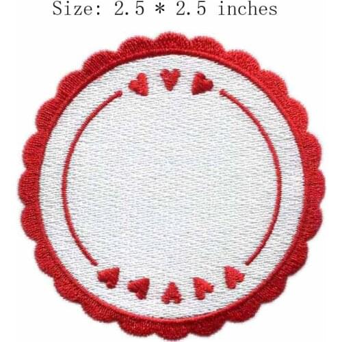Red flower round 2.5" wide embroidery patch for heart/bordado da fita/sewing thread