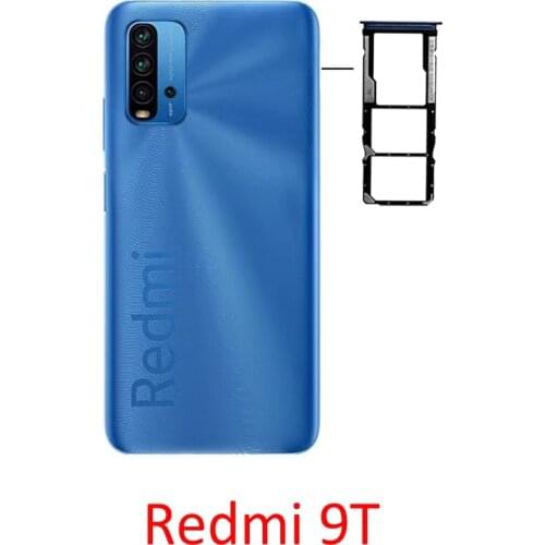 Phone SIM SD Card Trays For Xiaomi Redmi 9T Original New Chip Card Slot Holder Drawer Part Black Blue For Redmi 8T + Pin