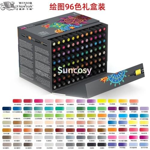 Winsor & Newton Promarker Brushpen , 12 24 48 96 Color Markers, Essential Collection Alcohol Marker Set Artist Design Pro Marker