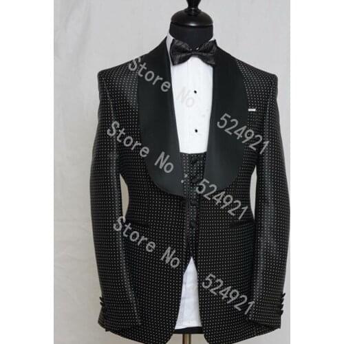 Hot Selling Groomsmen One Button Groom Tuxedos Shawl Lapel Men Suits Wedding Best Man Blazer ( Jacket+Pants+Bow Tie+Vest ) C182