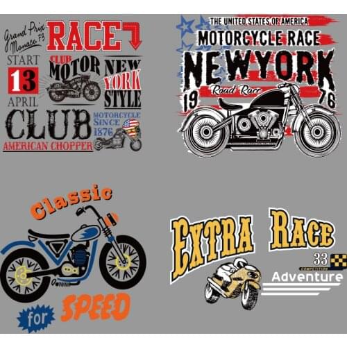 Popular Motorcycle Alphabet Patterns On Clothes Applique Decor Heat Vinyl Ironing Stickers Decor DIY Appliques