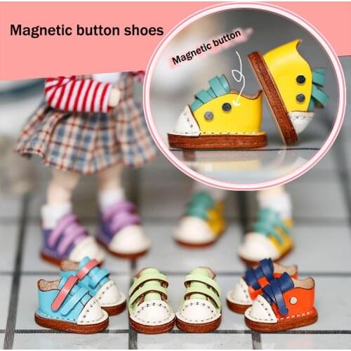 Doll shoes for ob11,molly, gsc,1/12 BJD,body9,YMY,DDF BJD Doll Accessories Fashion Magnetic button shoes ob11 shoes